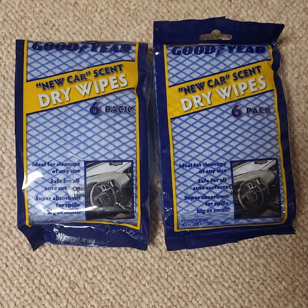 Lot of 2 Goodyear Fresh Car Scent Dry Wipes each  6 Pack resusable